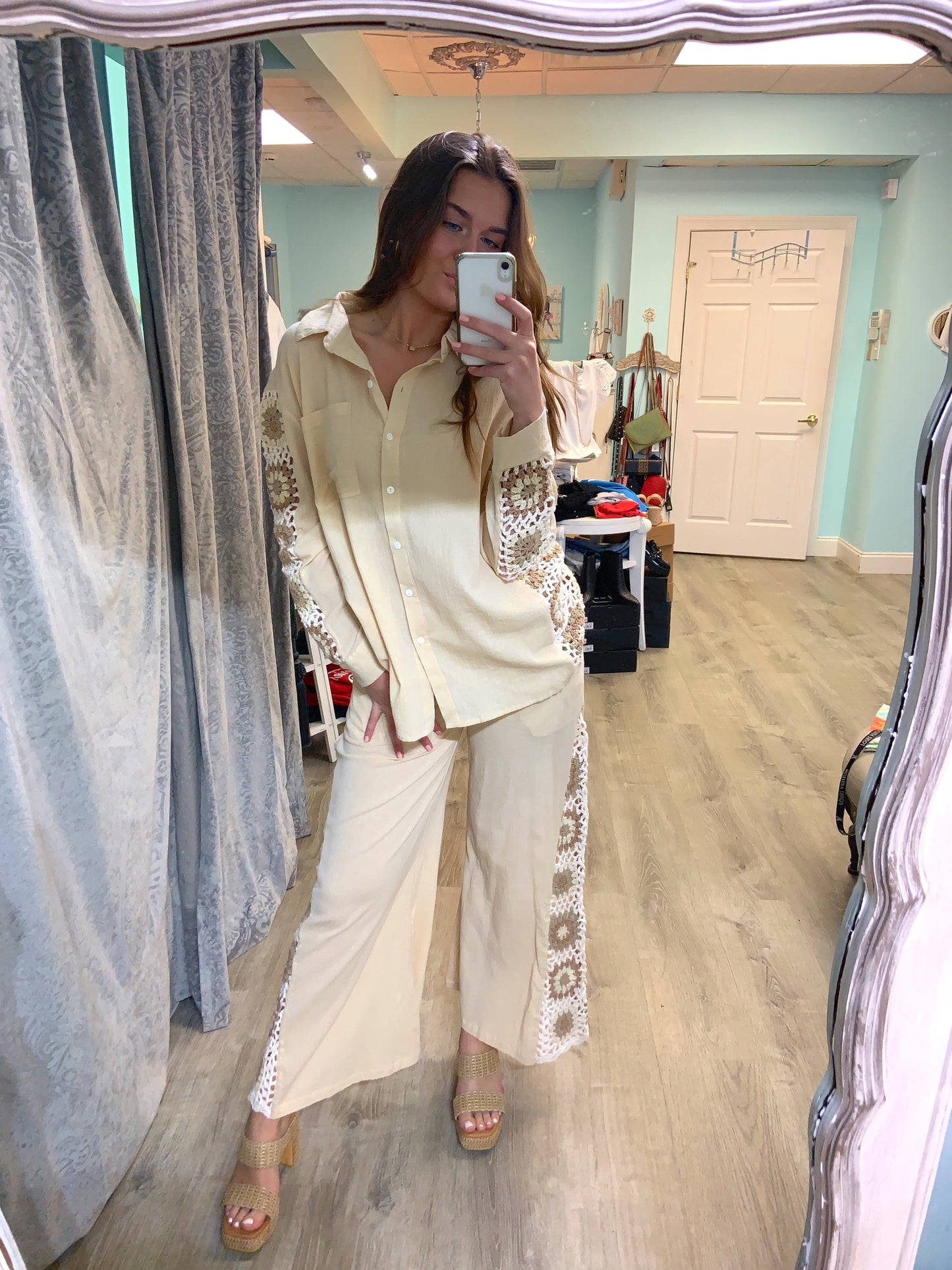 Tan Crochet Pant