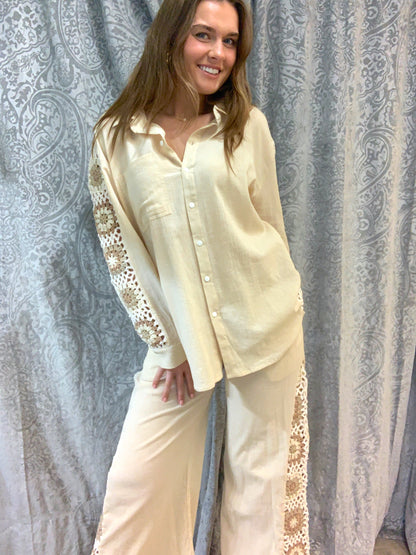 Tan Crochet Blouse