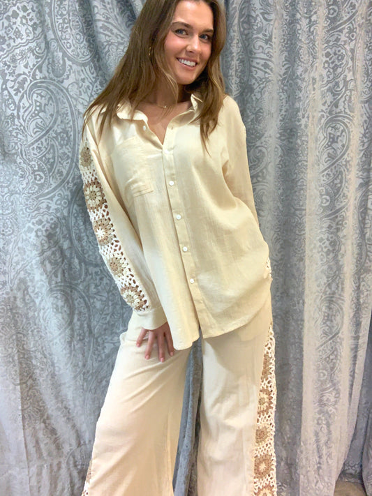 Tan Crochet Blouse