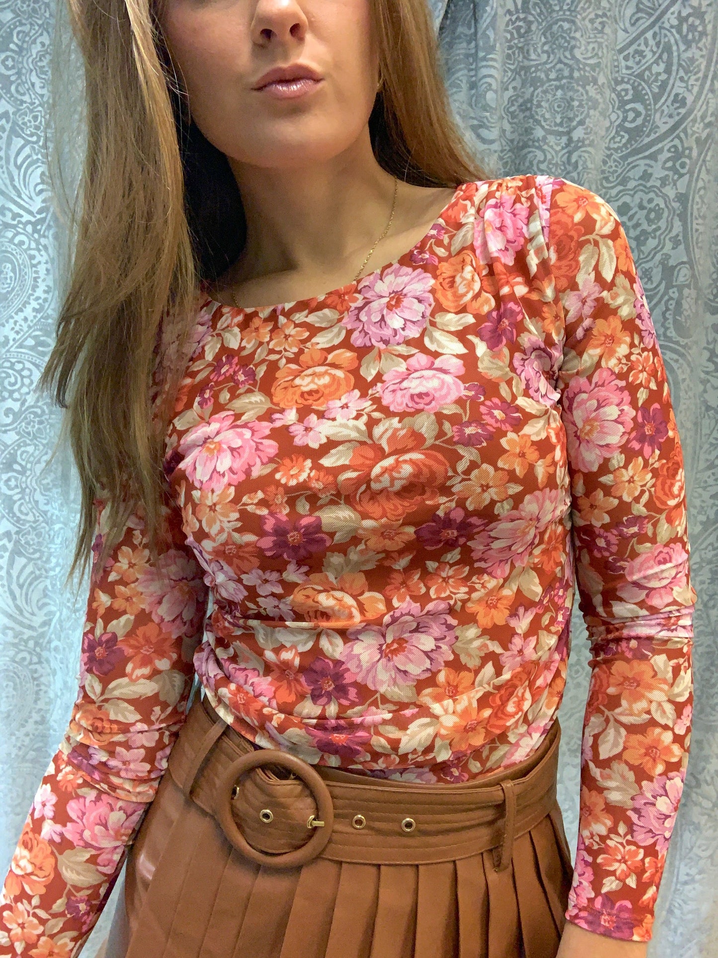 Rust Floral Top