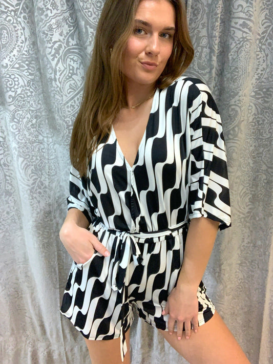 Black/ White Romper