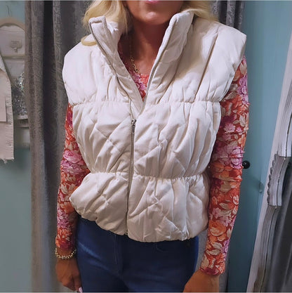 Cream Quilted Vest