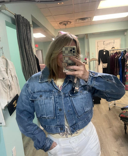 Blue Cropped Jacket