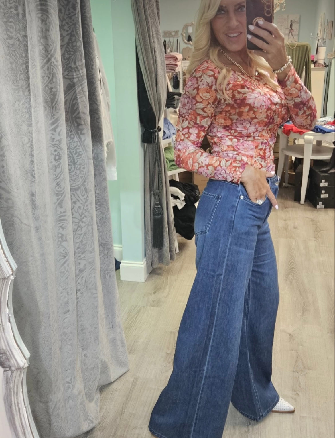 Rust Floral Top