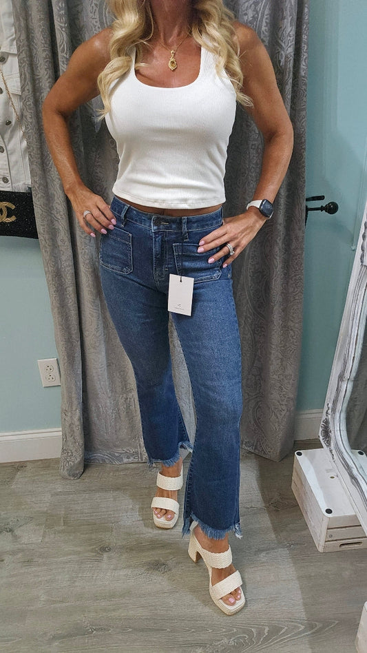Dark Blue raw hem
